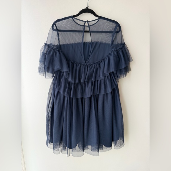 ASOS Tulle Ruffle Mini Dress - Navy - Picture 4 of 4